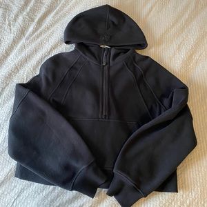 Lululemon Black oversized half zip cropped scuba hoodie